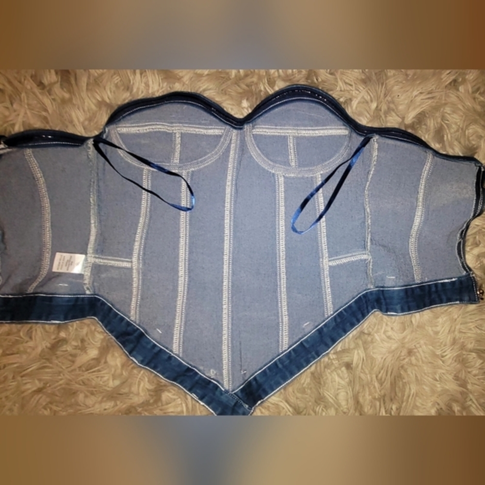 Fashion‎ Nova Tensions High Denim Corset Top Sz Med BNWT - Picture 4 of 6